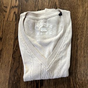 Cutter & Buck Oatmeal Tan Soft Cotton Vest. Knit detail. EUC. Size Large